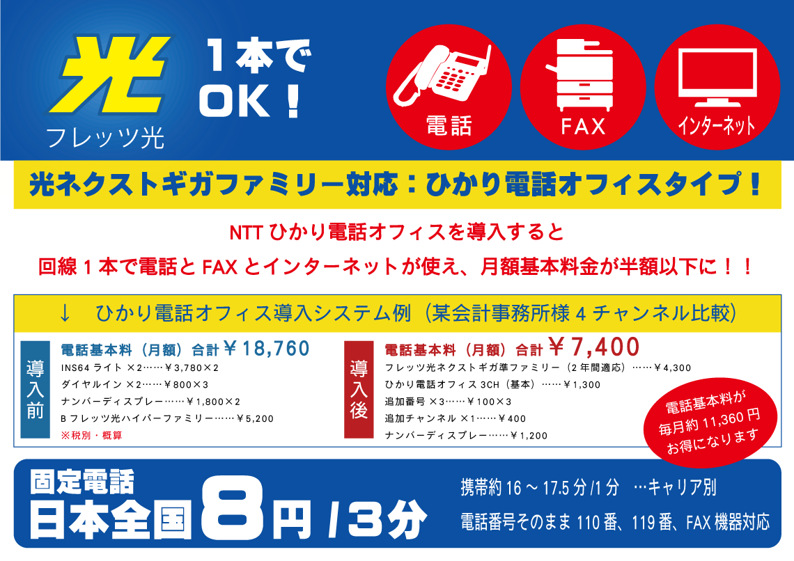 フレッツ光1本でOK！ ひかり電話の詳細